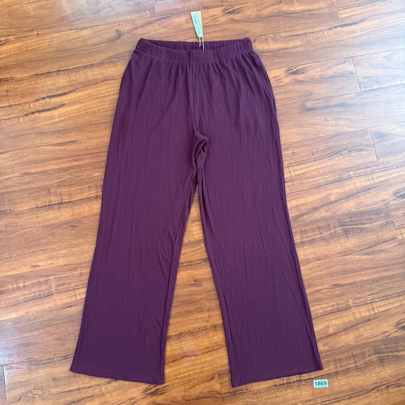 Skims Women's Ribbed Soft Lounge Pant Bordeaux Size Medium NWT Pockets Modal - Picture 1 of 12